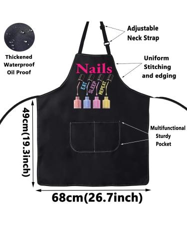 WZMPA Nail Technician Aprons Nail Artist Gifts Eat Sleep Nails Repeat Nail Tech Adjustable Apron For Nail Salons Nails Repeat Apron Medium - Buy Online on GoSupps.com