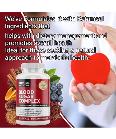 OIMTUE Blood Sugar Complex Supplement Levels with Cinnamon Chromium & Bitter Melon 20 Active Ingredients Non-GMO 60 Capsules (1pcs) - Buy Online on GoSupps.com