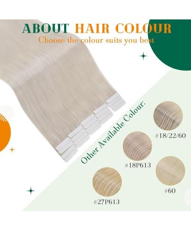 Easyouth 14 Inch Tape Extensions - Real Blond White Human Hair Remy Quality 40g - #1000 Color - Buy Online on GoSupps.com
