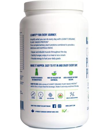 LeanFit Organic Plant-Based Protein - 21g Vegan Protein Unflavored Low Calorie Soy-Free Gluten-Free Non-GMO - 26 Servings (1.58 lb) - International Shipping Available - Buy Online on GoSupps.com