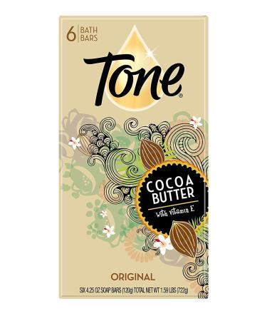 Tone Soap Bath Bar Original Scent with Cocoa Butter, Botanicals & Vitamin-E - Pack of 6 Bars (4.25oz Each) - Rich & Creamy Lather for Hands, Face & Body - Buy Online on GoSupps.com