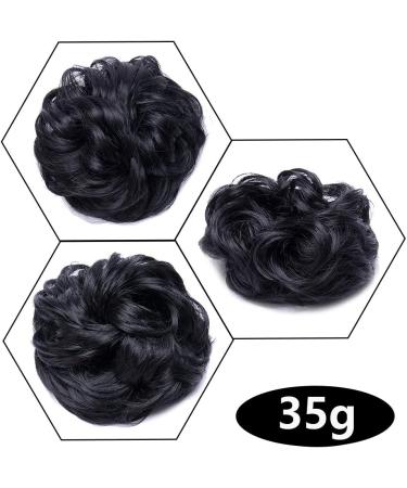 Silk-co Jet Black Curly Hair Bun Scrunchie | Synthetic Hair Extension Chignon | 35g - Buy Online on GoSupps.com