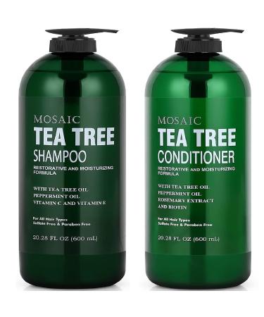 Tea Tree Shampoo and Conditioner Set for Hair Growth, For Thinning Hair and Hair Loss Treatments for Women & Men, Hair Thickening Products for Women & Men, Paraben & Sulfate Free Shampoo 20.2 FL Oz Each