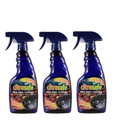 CitruSafe 16 Fl Oz BBQ Grill Cleaner Three Pack (48 Fl Oz Total) - Cleans Burnt Food and Grease from Grill Grates - Great for Gas and Charcoal Grills