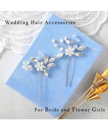 Catery Pearl Crystal Wedding Hair Pins Bridal Hair Pieces - Pack of 2, Silver Accessories for Women - Buy Online on GoSupps.com