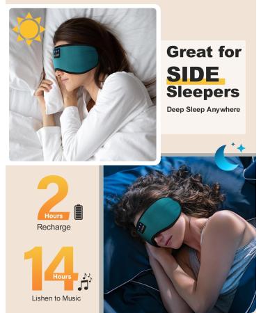 LC-dolida Bluetooth Sleep Mask with Headphones | 10-14 Hours Playtime | 100% Blackout Eye Covers | Zero Pressure Eye Mask | Includes Travel Bag and Earplugs - Turquoise Blue - Buy Online on GoSupps.com