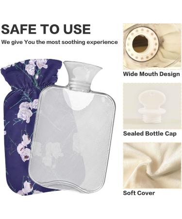 Mnsruu Purple Flower Hot Water Bottle 2L | Soft Cover | Perfect Christmas Gift for Women & Kids - Buy Online on GoSupps.com