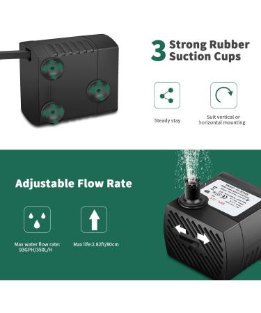 Number-One Submersible Water Pump 90GPH(350L/H 4W) Water Fountain Pump Portable Water Pump Submersible Pump with 5.9ft Power Cord 2 Nozzles for Fish Tank Aquarium Statuary Hydroponics - Buy Online on GoSupps.com