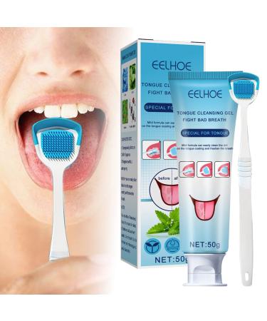 Ailopta 1 piece of tongue cleaning gel tongue cleaner brush set scraper scrubber fights bad breath mint fragrance to remove bad breath and to fresh breath 50g