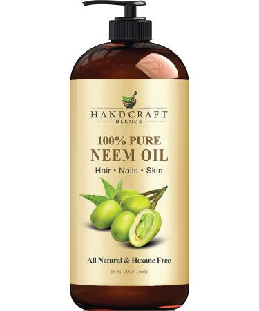 Handcraft Neem Oil  100% Pure and Natural  Cold Pressed Neem Oil for Plants and Plant Spray - Moisturizing Neem Oil for Hair and Skin  16 fl. Oz 16 Fl Oz (Pack of 1)