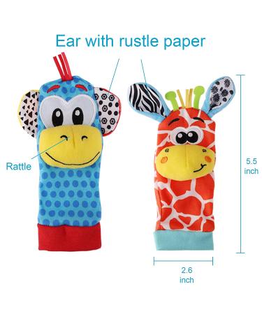 8PCS Baby Wrist Rattles & Foot Finders Set | Sensory Developmental Toys for Newborns 0-6 Months | Hand & Feet Rattles for Boys and Girls - Buy Online on GoSupps.com