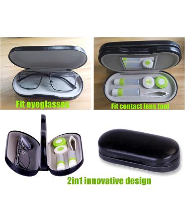MUDOR 2 in 1 Contact Lens Case & Glasses Travel Kit - Dual Sided with Remover Tool and Tweezers - Black - Buy Online on GoSupps.com