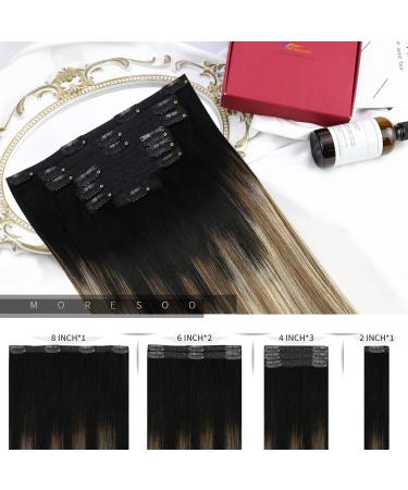 Buy Moresoo Clip-In Extensions - Real Hair Cheap Black to Brown - 60cm 7PCs 80g | Ultimate Volume & Versatility - Buy Online on GoSupps.com