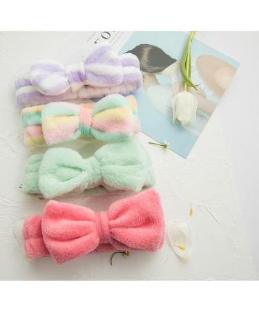 Pack of 10 Auhafaly Spa Headband Bow - Soft Coral Fleece Makeup Hair Band for Women Girls - Ideal for Washing Face, Masks, Spa Shower - Cute & Elastic - Perfect Gift Idea - Buy Online on GoSupps.com