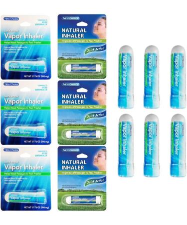 6-Pack Vapor Inhaler for Sinus Nasal Decongestant, Allergy Relief with Essential Oils - Buy Online on GoSupps.com