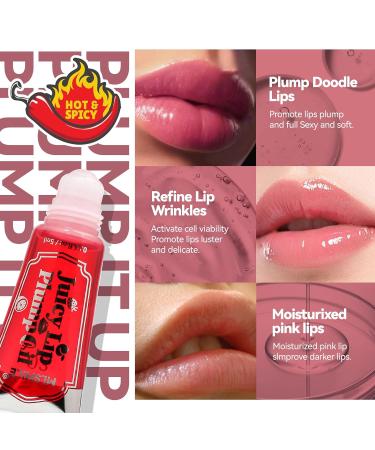 Roll On Plumping Lip Gloss | Spicy Lip Oil | Hydrating High-Shine Lip Plumper for Women & Girls | Lifter Gloss & Lip Glaze 0.63 Fl Oz - Buy Online on GoSupps.com