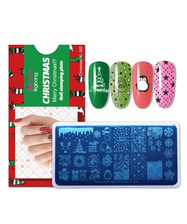 BEAUTYBIGBANG 4-Pack Christmas Nail Stamping Plate | Winter Nail Art Design Stamp Kit - Snowflake Santa Reindeer Tree | Manicure Template Set for New Year Gift - Buy Online on GoSupps.com