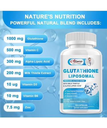 Liposomal Glutathione 1000mg Supplement with Milk Thistle & Vitamin C - Immune Liver & Skin Health Support - Buy Online on GoSupps.com