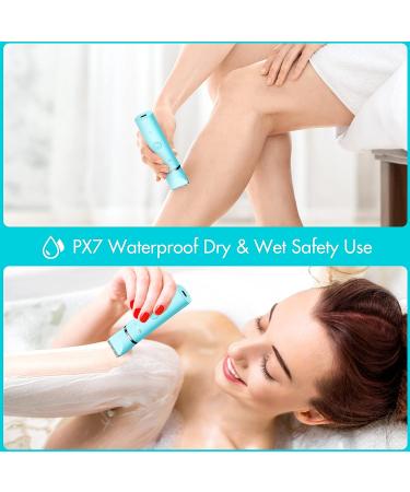 PolyPower 2-in-1 Electric Bikini Trimmer for Women - Portable Ladies Shaver | Waterproof Wet/Dry Trimmer with 2 Heads (Blue) - Buy Online on GoSupps.com