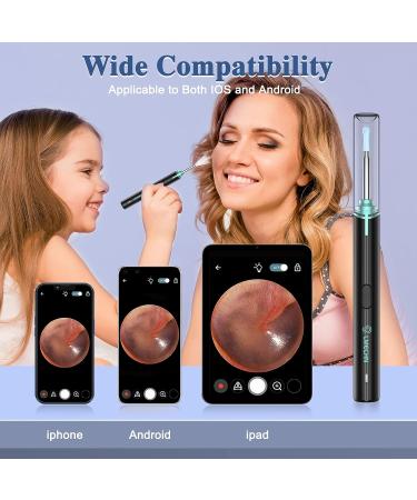 LMECHN 1920P HD Ear Wax Removal Kit with Camera and Light - 7 Pcs Ear Pick Set - 8 Silicone Ear Spoons - Otoscope for iOS & Android (Black) - Buy Online on GoSupps.com