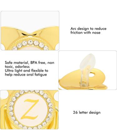 Hyuduo Golden Baby Pacifier - Personalized Curved Design Healthy Bling & Safe Materials for Newborns (6-18 Months) with Clips - Customizable 26 Letters - Buy Online on GoSupps.com