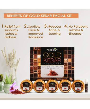 Nutri_Glow Gold Kesar Facial Kit for Women | 6-Piece Anti-Aging Skin Care Set | 250g + 10ml | International Shipping Available - Buy Online on GoSupps.com