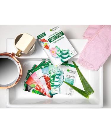 Garnier Cloth Masks Set - 7 Hydrating Facial Masks for All Skin Types | Vegan Limited Edition Hydrabomb & Nutribomb | 7x28g - Buy Online on GoSupps.com