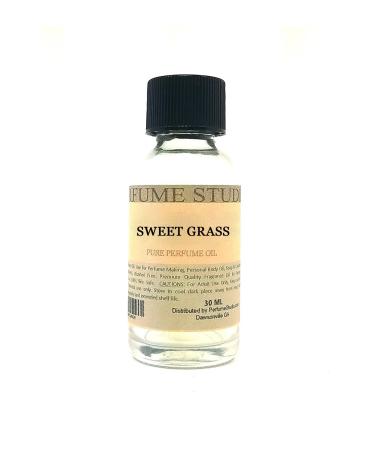 Pure Perfume Oil for Perfume Making Personal Body Oil Soap Candle Making & Incense Splash-On Clear Glass Bottle. Premium Quality Undiluted & Alcohol Free Compatible with: (Sweet Grass 1oz)