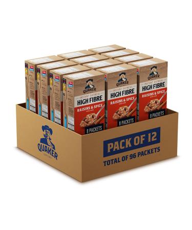 Quaker High Fibre Raisins & Spice Instant Oatmeal 344g (12 Boxes 96 Packets)
