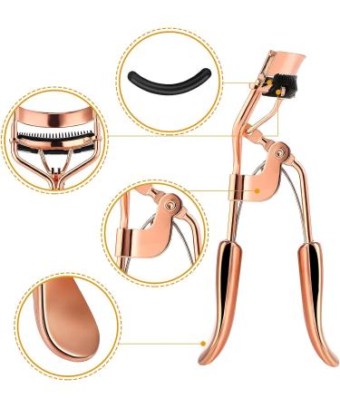 WLLHYF Eyelash Curler Kit - Professional Metal Lash Curler with Built-in Comb and 10 Refill Pads for Dramatically Curled Eyelashes - Rose Gold - Buy Online on GoSupps.com