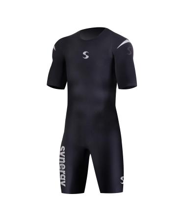 Triathlon Short Sleeve Swimskin - Men's Synergy SynSkin 3 Skinsuit Ironman USAT & FINA Approved Large