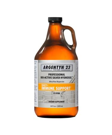 Argentyn 23 Professional Immune Support - Colloidal Silver Bio-Active Silver Hydrosol 23 ppm Liquid Twist Top 64 Fl Oz (1 892 mL)