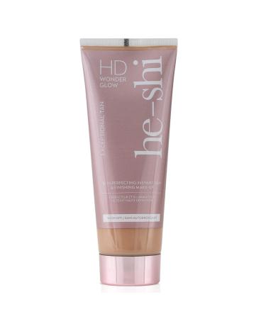 He-Shi HD Wonderglow - Skin Perfecting Body Bronzer & Instant Tan - Illuminating Body Primer with 24 Splashproof Wear - Body Highlighter for Airbrushed Legs - Vegan & Cruelty Free (100ml) 100 ml (Pack of 1)