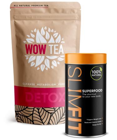 ATOP LLC WOW TEA Dual Tea & Meal Replacement Superfood Combo Weight Loss and Detox Tea 9 Superfoods Organic herbal tea with loose leaves 300g Made in EU