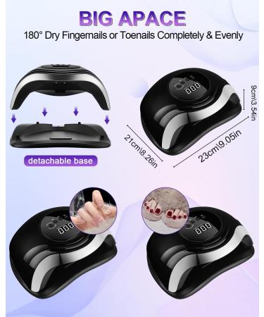 168W Aokyom UV LED Nail Dryer Lamp - Smart Timer LCD Display & Sensor for Gel Nail Polish - Black Silver Noble - Buy Online on GoSupps.com