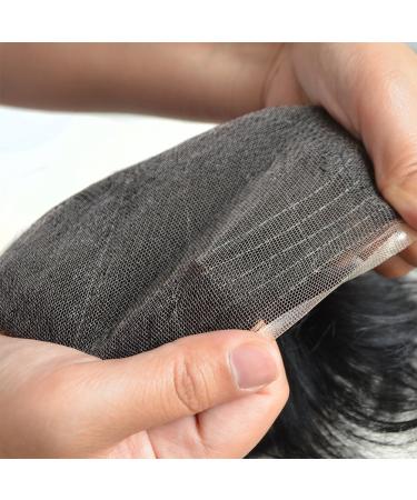 Airao All Lace Toupe for Men - Natural-Looking Hair Replacement Bleached Knot Indian Human Hair #1B50 (Off Black & 50% White) - Buy Online on GoSupps.com