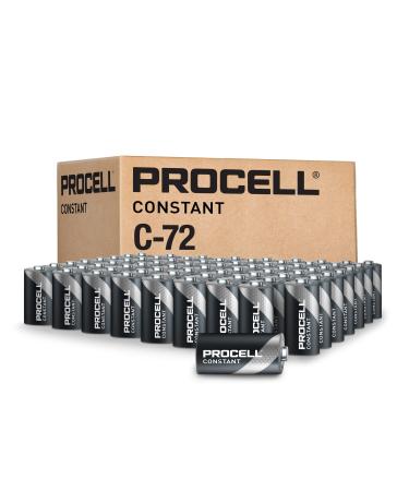 Procell Constant C Cell Long-Lasting Alkaline Batteries (72 Pack), 10-Year Shelf Life, Bulk Value Pack for Consistent Moderate Drain Professional Devices