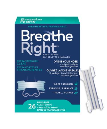 Breathe Right Extra Clear Nightly Sleep Clear 26 Count (Pack of 1)