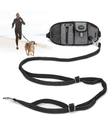 Ownpets Hands Free Dog Lead with Waist Bag Shock-absorbing Dual-handle Reflective Bungee Stretching from 205cm to 257cm for Running Walking Dog Training - Buy Online on GoSupps.com