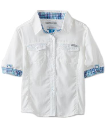 Columbia Boy's Silver Ridge II Convertible Shirt Large White