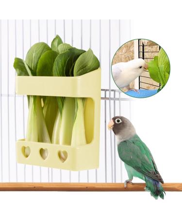 Bird Feeder Column & Vegetable Holder Bracket - 2 Piece Food Bowl for Birds - Durable Plastic Cage Accessories in Yellow - Buy Online on GoSupps.com