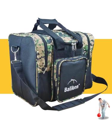 WaLiken Single Bowling Ball Tote Bowling Bag - Holds One Bowling Ball One Pair of Bowling Shoes Up to Mens 13 Shoes Forest Camo