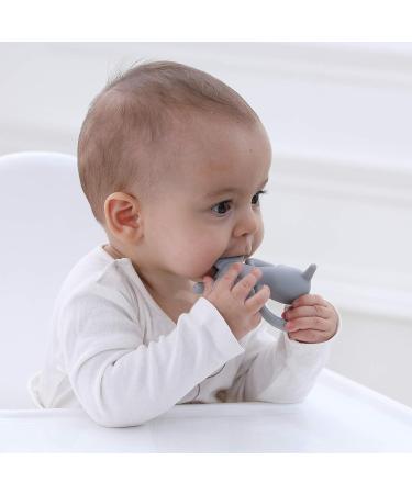 Baby Teether Pacifier - Food Grade Liquid Silicone Teething Toy - BPA Free, Multi-Texture Cute Elephant Design - Soft and Durable (Gray) - Buy Online on GoSupps.com