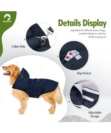 Shop 100% Waterproof Dog Rain Coat with Hood & Reflective Strip - Ultra-Light Breathable Medium to Large Sizes - Blue 3XL - Buy Online on GoSupps.com