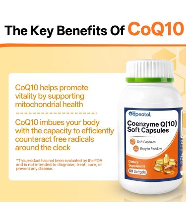 Oopeatol Coenzyme Q10 40mg Supplement for Adults | Coenzyme Q10 for Cellular Energy & Heart Healthy and Friendly Support | Antioxidant 60 Capsules - Buy Online on GoSupps.com