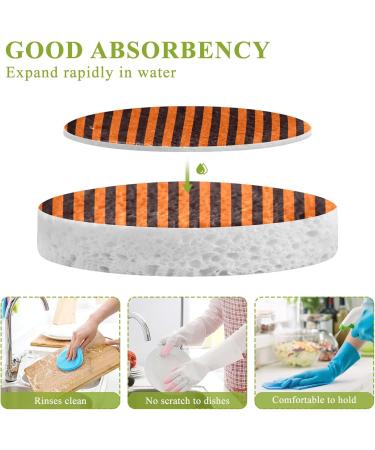 3-Pack Cleaning Kitchen Sponges Oval Black Orange Stripes Kitchen Cellulose Dishwashing Wood Pulp Cotton - Buy Online on GoSupps.com