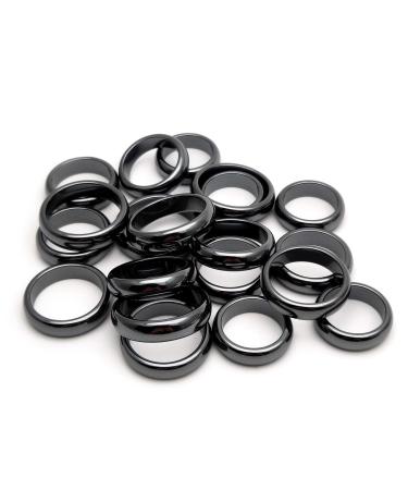 Morchic Hematite Stone Rings for Women Men Unisex, Anxiety Balance Root Chakra (Pack of Mixed Size) 6mm Plain Band Rings(20Pcs)