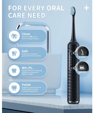 Buy Electric Toothbrush with Water Flosser - 3 in 1 Cordless Combo Portable for Travel & Home 10 Piece Set - Ideal for Multiple Users - Black - Buy Online on GoSupps.com