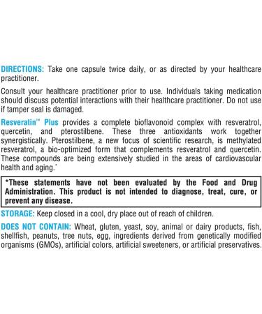 XYMOGEN Resveratin Plus - Patented Pterostilbene + Trans-Resveratrol with Quercetin Antioxidants Supplement to Promote Cardiovascular + Cellular Health, Healthy Aging, Immune Support (60 Capsules) - Buy Online on GoSupps.com