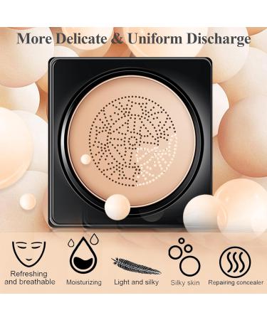 Mushroom Head Air Cushion CC Cream Foundation Fond de Teint Hydratant BB Cream Facile Appliquer Base de la Peau Cache Imperfections Durable Maquillage Nude claircissant Pigment-Naturelle Natural Color-C - Buy Online on GoSupps.com